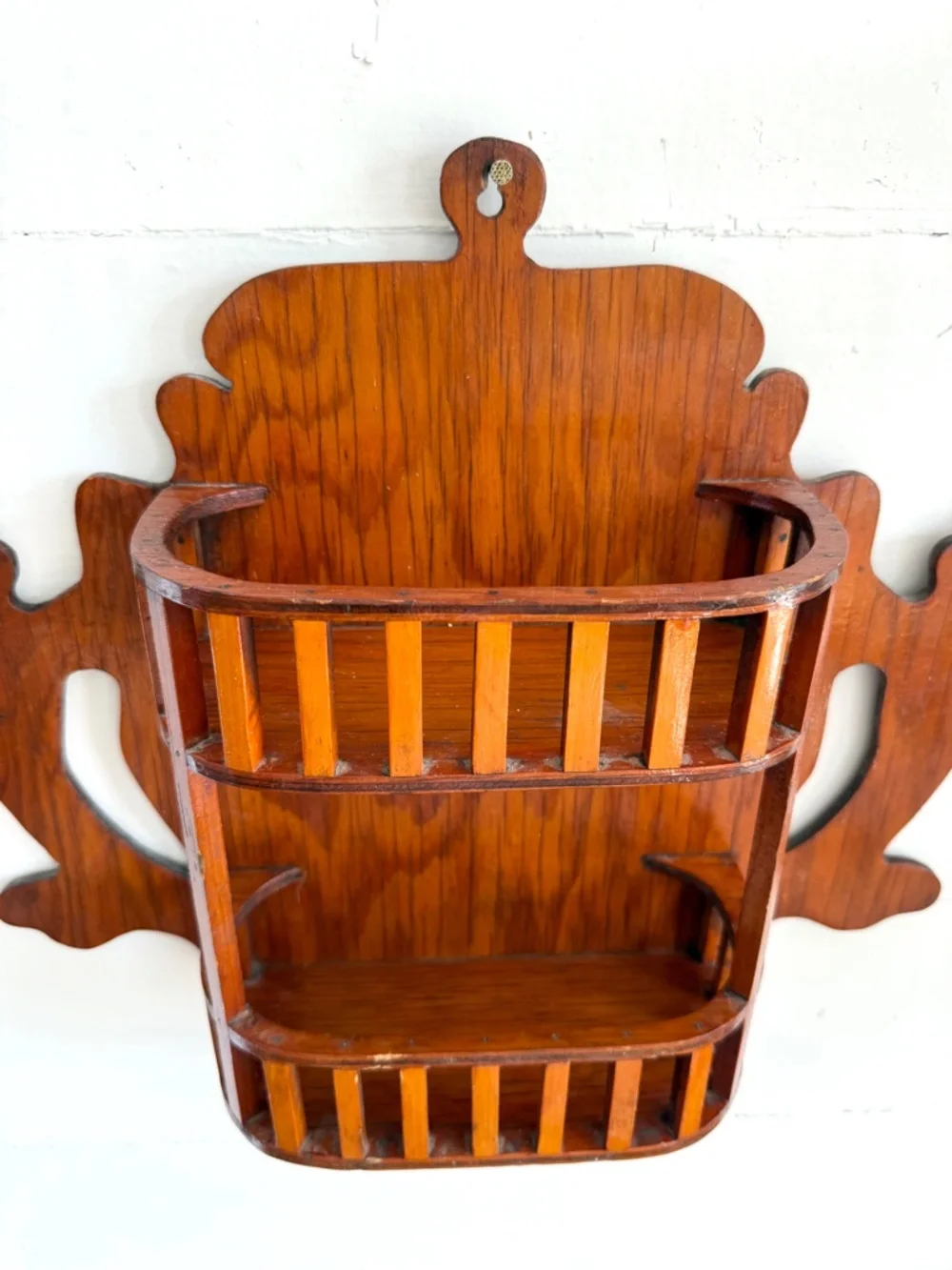 MCM Wood Wall Shelf Vintage Folk Art Mid Century Decor